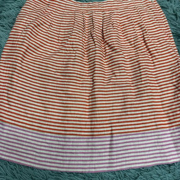 LOFT Striped 100% Linen Skirt Size 4 - Picture 2 of 10